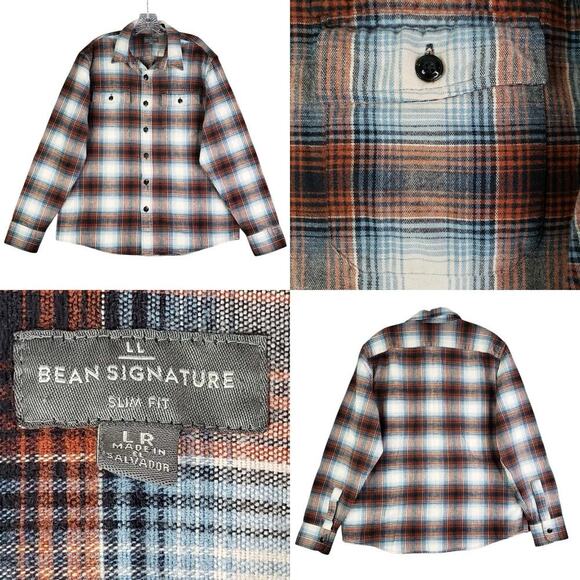 LL Bean Shirt Flannel Snap Womens Size Large Fall Plaid Fleece Slim Shacket - Picture 1 of 10